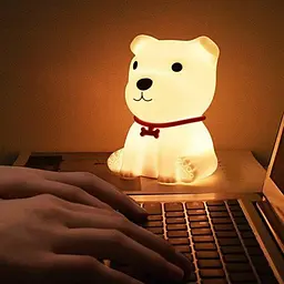 Декоративний нічник Puppy LJC-148 цуценя дитячий силіконовий світильник для сну іграшка білий - мініатюра 4