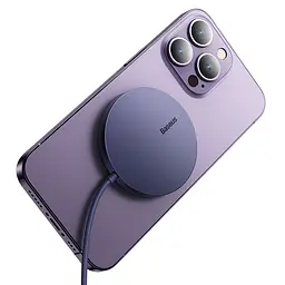 Бездротовий зарядний пристрій Baseus Simple Mini3 Magnetic Wireless Charger 15W Dusty Purple (CCJJ040205) - мініатюра 5