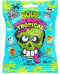 Кислі льодяники Sour Madness Tropical у вигляді черепа 60г