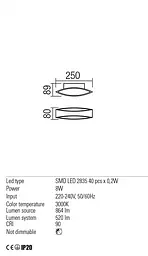 Бра Redo EIGHER AP LED 8W 3000K WH (5.1.2) 01-1329 - мініатюра 3