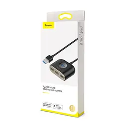 USB-хаб Baseus Square round 4 in 1 USB HUB Adapter(USB3.0 TO USB3.0*1+USB2.0*3) 1m Black (CAHUB-AY01 - мініатюра 3