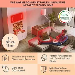 Інфрачервоний обігрівач Klarstein Wonderwall Air Art Infinite 580Вт (10035172) - мініатюра 3
