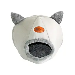 Будиночок для котів Aoxin Silver 35×35×34 см, тканинний, знімна подушка, сірий у смужку - мініатюра 5