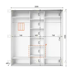 Шафа-купе Idea серія 2 220 x 60 x 240 см Білий - мініатюра 2