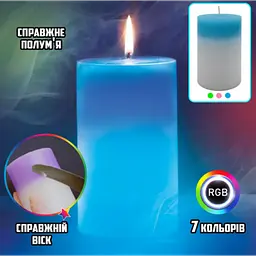 Свічка воскова з підсвічуванням синя 10 см Magic Candle 7 color - мініатюра 2