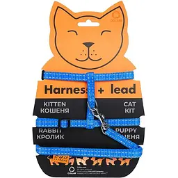 Шлея для котів з повідцем Dog Extreme з нейлону блакитний