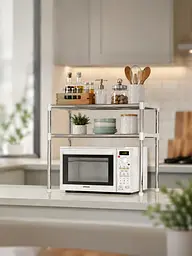 Полиця-органайзер для мікрохвильової печі Multifunctional storage rack / Multifunctional storage rack / Кухонная полица-стелаж - мініатюра 3