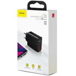 Мережевий зарядний пристрій Baseus Speed ​​2USB QC3.0 5A CCFS-E01 Black - мініатюра 3