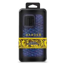 Кожаный чехол для Apple iPhone 14 Pro Max, Harder Virgin Mermaid, синий, термополиуретан ТПУ + экокожа с морской чешуйчатой текстурой, панель, защита корпуса, противоударный, микрофибра, рамка вокруг камеры, защита всего корпуса, (ARM76831) - мініатюра 3