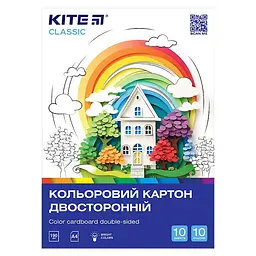 Картон кольор. А4 двостор.10арк./ 10кольор. Kite Classic K-255/Kite