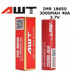Акумулятор літій іонний 18650 для вейпа (акб — батарейка) — акум AWT Battery Червоний із доставкою (NS) - мініатюра 2