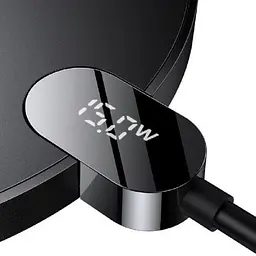 Бездротовий зарядний пристрій Baseus Digital LED Display Wireless Charger Gen2 15W (CCED000001) Black [78282] - мініатюра 3
