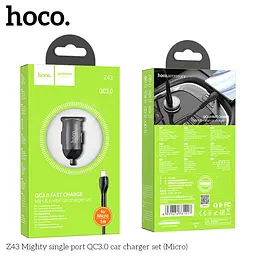 Адаптер автомобільний алюмінієвий HOCO Z43 Mighty + кабель Micro USB 18W чорний - мініатюра 5