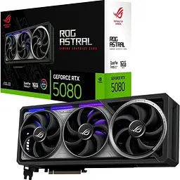 Відеокарта GeForce RTX 5080, Asus, ROG Astral OC, 16Gb GDDR7, 256-bit, 2xHDMI/3xDP, 2790/30000 MHz, 16-pin (ROG-ASTRAL-RTX5080-O16G-GAMING)