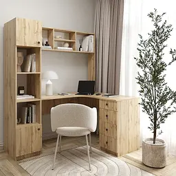 Кутовий письмовий стіл з полицями та шухлядами 1800х1690x1190 мм Дуб Тахо