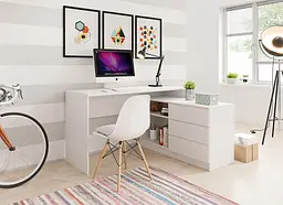 Стіл офісний письмовий Perfect Home Teo 3S/138 з 3 шухлядами Білий (PFH-091165) - мініатюра 2