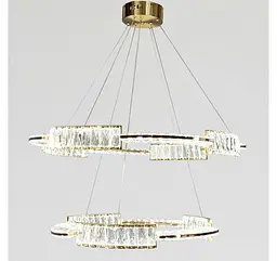 Двокільцева світлодіодна люстра Artlight 552/80+60GD латунь із прозорим скляним декором 180W - мініатюра 3