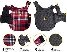 Зимовий водонепроникний двосторонній жилет у клітинку Derby Plaid Red у британському стилі, 2XL Червоний - мініатюра 4