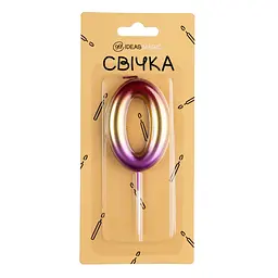 Свічка-цифра 0 блискуча 6 см