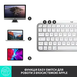 Клавіатура Logitech MX Keys Mini For Mac Wireless Illuminated Pale Grey (920-010526) - мініатюра 8