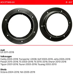Проставки під динаміки 165 мм / 6.5" ACV 271320-24 для автомобілів Audi, Skoda, Volkswagen - мініатюра 4