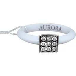 Срібне кільце Aurora з керамікою і фіанітами. С1007Б 16