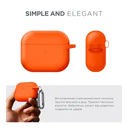 Силіконовий чохол для навушників Apple AirPods 3, Hang Case, помаранчевий, ультратонкий захисний кейс товщиною 2 мм, захист від подряпин, пилу та ударів, компактний, з карабіном для кріплення, ArmorStandart (ARM60318) - мініатюра 2