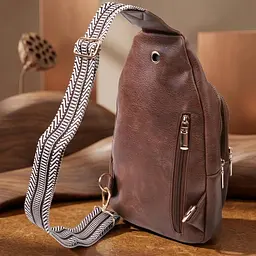 Модна жіноча сумка з однією лямкою через плече з екошкіри Vintage 22760 коричнева - мініатюра 4