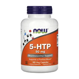 Амінокислота Now Foods 5-HTP (гідроксітріптофан), 50 мг, 180 вегетаріанських капсул (NOW-00101)
