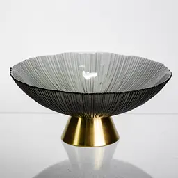 Фруктовниця скляна "Gold & Grey" 24 см на золотій ніжці Yiwu HP-34-118