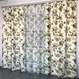 Атласні штори з квітами коричневого кольору 150х270 з тюлистом батистовим 400х270 на тасьме ALBO pbe0052772 - мініатюра 8