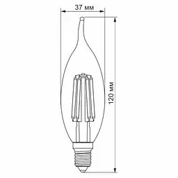 Лампочка Videx Filament C37FtA 6W E14 2200K 220V (VL-C37FtA-06142) - мініатюра 3