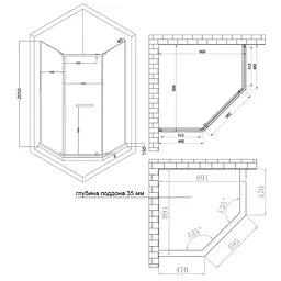 Душова кабіна Lidz Dozorca SC90x90.CRM.LOW.TR LDSC9090CRMLOWTR - мініатюра 8