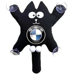 Іграшка на присосці Кіт Саймон XL BMW Жирний Кіт Чорний (Кольоровий логотип 3D)
