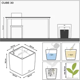 Вазон Lechuza Cube Premium 30/30/30 чорный (16469) - мініатюра 5