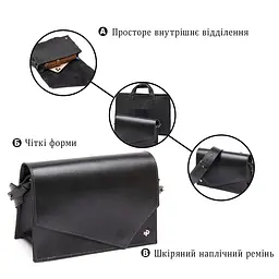 Жіноча стильна сумка з натуральної шкіри Grande Pelle 11434 чорний - мініатюра 8