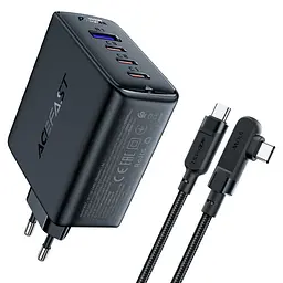 Зарядний пристрій Acefast A37 USB/3 Type-C QC PD 100W чорний + кабель Type-C to Type-C