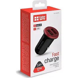 Автомобільний зарядний пристрій ColorWay 2USB AUTO ID 3.4A 17W Red Black - мініатюра 4