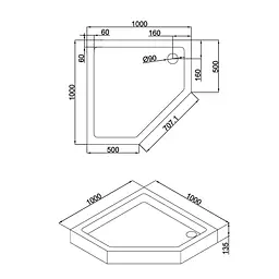 Душова кабіна Eger A Lany 100x100 п'ятикутна з піддоном 599-553 Black - мініатюра 7
