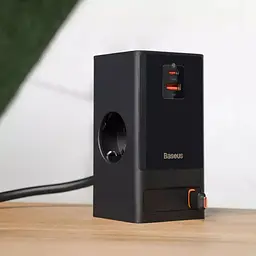 Мережевий зарядний пристрій Baseus PowerCombo Digital PowerStrip 2AC+1U+1C+Retractable-C 65W Black (PSLR000301) EU [96292] - мініатюра 7