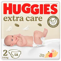 Підгузки Huggies Extra Care 2 (3-6 кг) 58 шт (5029053578071)