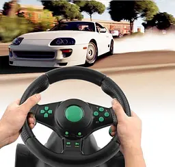 Гоночне кермо Vibration Steering Wheel PS2 PS3 pc USB мультимедійне 3 в 1 - мініатюра 10