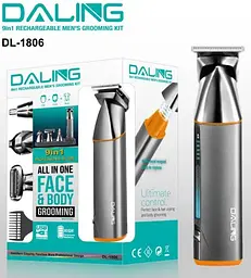 Акумуляторна машинка Daling DL-1806 9 в 1 чоловічий триммер для бороди носа і волосся LED-дисплей 5Вт Сірий - мініатюра 4
