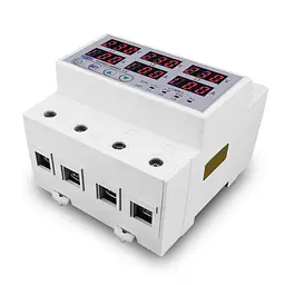 Цифрове реле контролю напруги та струму трифазне TOMZN TOVPD3-100VAS 100A 3x220V Розумний захисний автомат змінного струму (19601)