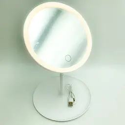 Дзеркало з Led підсвічуванням від USB кругле косметичне для макіяжу регулювання та яскравості світіння UKC 809 білий - мініатюра 4