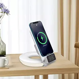 Бездротовий зарядний пристрій WiWU M11 4-in-1 Wireless Fast Charger with Time Clock and Backligh [73465] - мініатюра 6