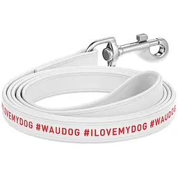 Повідець для собак Waudog Design шкіряний, малюнок "Я люблю свою собаку", L-XXL білий