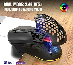 Миша бездротова HXSJ Т28 з акумулятором та RGB підсвічуванням 2,4G+Bluetooth Black - мініатюра 6