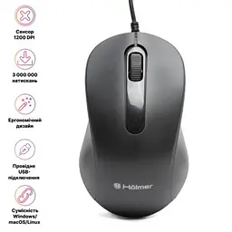 Комп'ютерна мишка Holmer (M-01OF) USB Black (M-01OF) - мініатюра 2