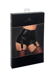 Шортики Noir Handmade F325 Glam, XL, black, вініл, висока талія, кріплення для панчіх, з доступом - мініатюра 8